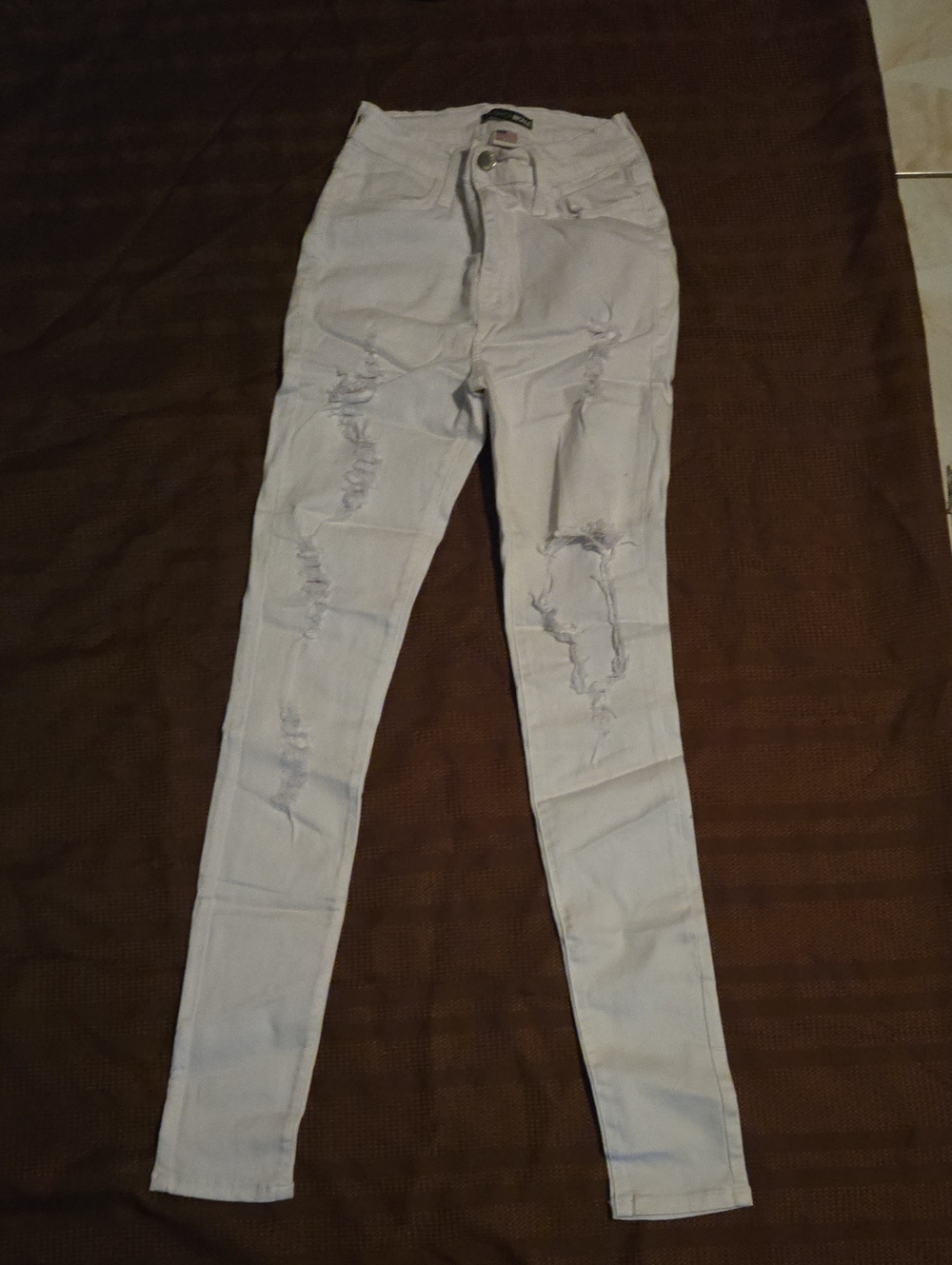 Fashion Nova White Distressed Skinny Jeans